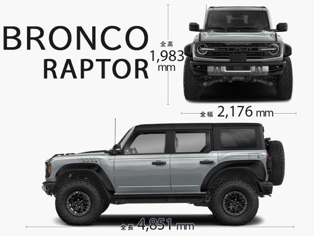 ford ブロンコ ラプター 2025 dimensions