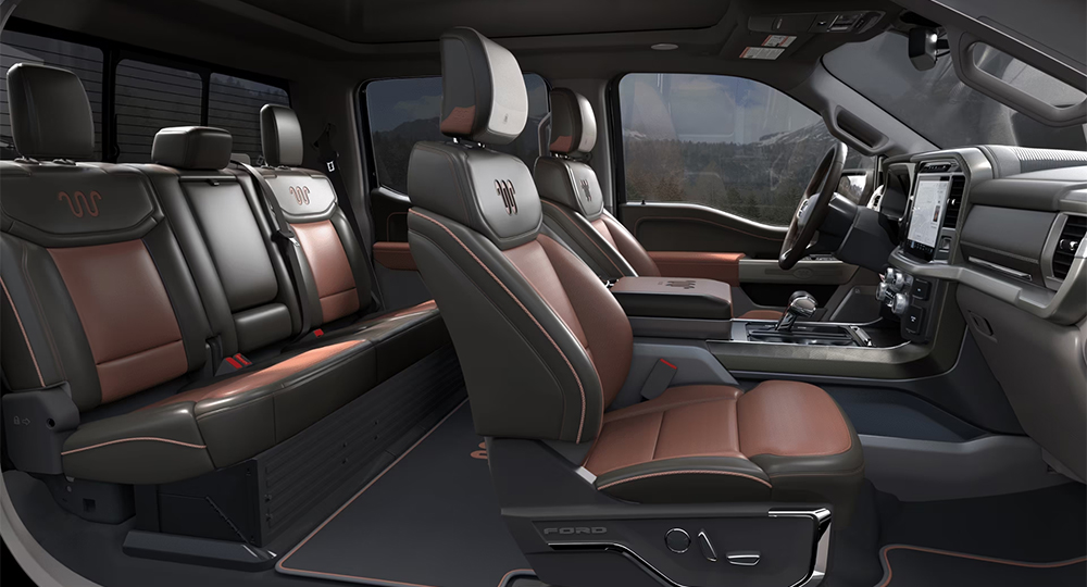 2025 ford F-150 インテリアカラー/内装色 Jaba King Ranchロゴ入りマルチコンターレザーバケットシート(KRN)