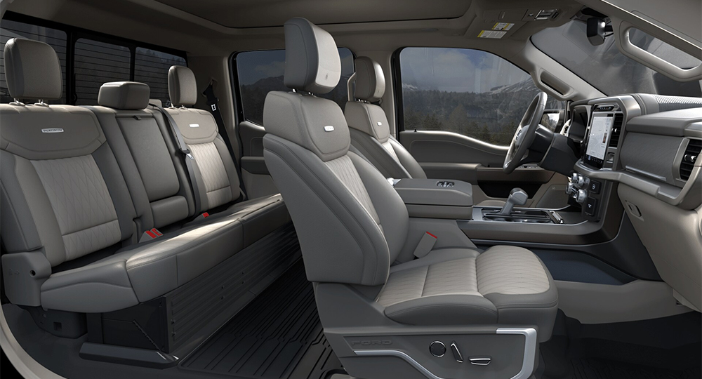2025 ford F-150 インテリアカラー/内装色 スモークトリュフ/アドミラルブルーマルチコンターバケットシーティングサーフェイスwith アクティブモーション(PLA)(OP)