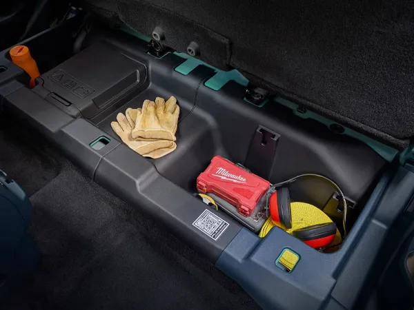 Maverick rear under-seat storage